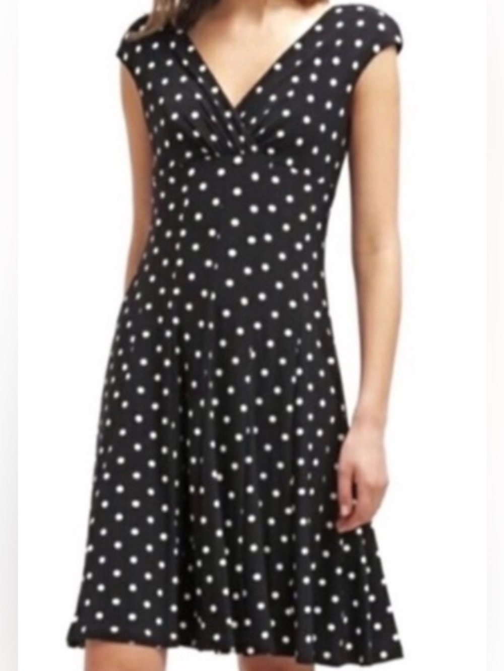 Lauren Ralph Lauren Black Midi Dress with White Polka Dots